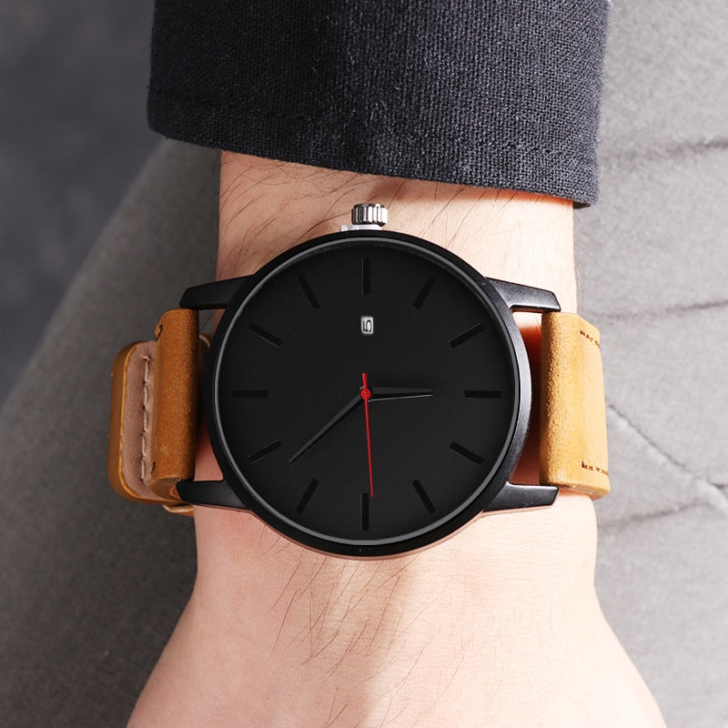 Men's Watches Fashion Leather Quartz Watch
